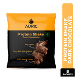 Auric Vegan Protein Powder for Men & Women | Meal Replacement Shake for Muscle Support (Dark Chocolate Flavor) | Helps In Weight Management | 8 Sachet | 21g Plant Protein & 6g BCAA in every sachet