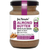 Buy Jus Amazin Crunchy Almond Butter With Flaxseeds (125g) | 22% Protein| 86% Almonds | online for the best price of Rs. 269 in India only on Vvegano
