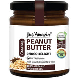 Buy Jus Amazin Creamy Organic Peanut Butter Choco Delight (200g) | 26.7% Protein |No Refined Sugar| online for the best price of Rs. 205 in India only on Vvegano